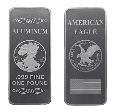 1 POUND LB OZ Fine 999 Pure Walking Liberty American Eagle Bar Silver Aluminum • $29.99