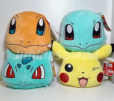 $29.95 • Buy Licensed Pokemon Faces Plush Cushions Pikachu Squirtle Charmander Bulbasaur BNWT