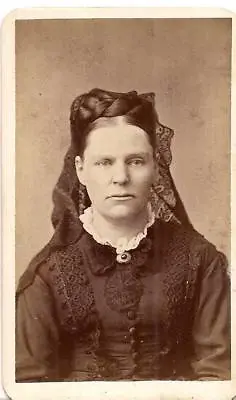 Mourning? Black Veil Braided Hair Woman CDV Burnham Photographer PORTLAND ME • $19.99