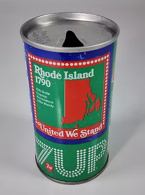 Vintage 7Up Soda Pop Can Straight Steel United We Stand States Rhode Island • $11.79