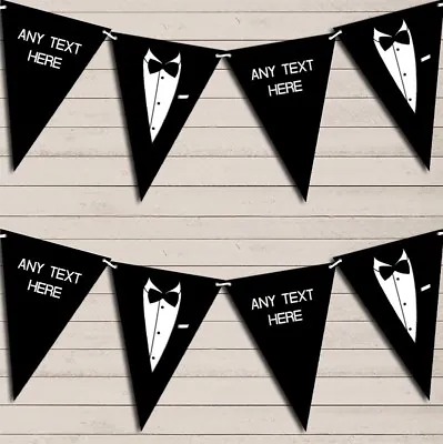 Tuxedo Black Tie Ball Prom James Bond Birthday Bunting Garland Party Banner • £8.49