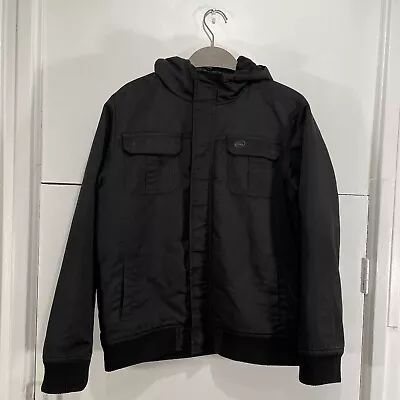 Quiksilver Bomber Jacket Black Hooded Size 14 Years Kids Youth • £18.99