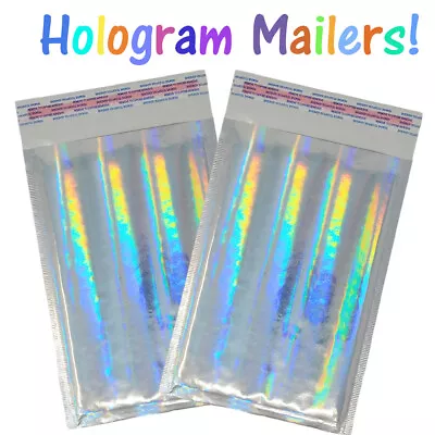 Hologram Metallic Bubble Mailers 4x8 8x12 6x10 Assorted Combo Shipping Pack • $11.95
