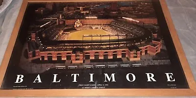 Baltimore First Game Night Vintage Baseball Poster Mike Smith Orioles Camden St • $85