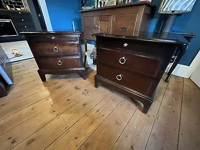 Pair Of Vintage Stag Minstrel Mahogany Bedside Tables Drawers • £140