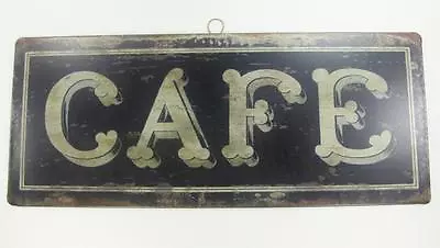 CAFE French Shabby Distressed Chic Vintage Look 14  X 5.75  Tin Sign Wall Decor • $10.95