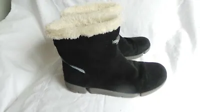 £34.95 • Buy Ladies Clarks Triiglu Black Leather Fur Lined Ankle Boot Uk 5d EU38 Trigenic Vgc