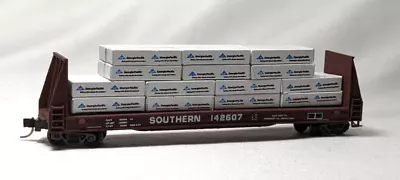 N Scale  Walthers   SOUTHERN    Bulkhead Flat Car With Load    SOU 142607 • $16