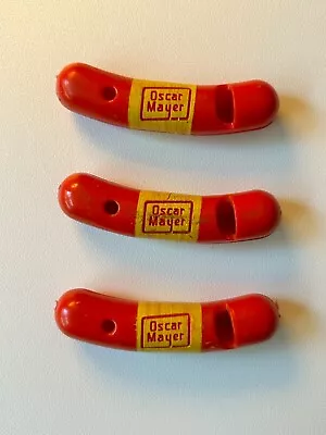 Vtg Lot Of 3 Oscar Mayer Weiner Whistle Red Yellow Weenie Hot Dog 2.25  Vintage • $28