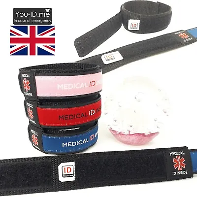 Medical Bracelet Woven Fabric Emergency ID Wristband Card Insert Emergency Adult • £19.99