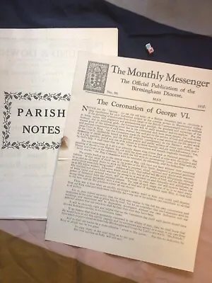 £29.99 • Buy 1937 Coronation Souvenir  - RARE Handsworth Birmingham Parish Church Notes