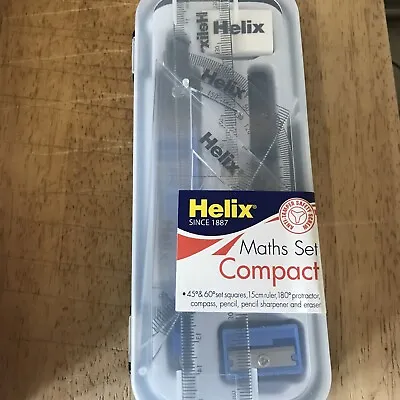 £2.50 • Buy Helix Compact Maths Geometry Set With Compass Ruler Protractor Squares Sharpener