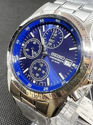 SEIKO Selection Chronograph Quartz SBTQ071 Mens Watch Silver Blue From Japan • $86