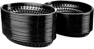 £19.87 • Buy 50 Pack Oval Food Basket Plastic Diner Fast Food Basket For Fries Chip BBQ Black