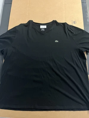 $18.99 • Buy Lacoste 3XL Adult Mens Black Short Sleeve V Neck Pima Cotton T Shirt Logo Casual