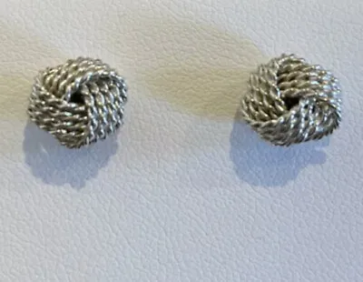 $150 • Buy Tiffany & Co. Sterling Silver Twist Knot Earrings W/ Box - $350 Retail