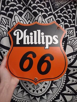 Vintage Phillips 66 Gasoline Porcelain Gas Motor Oil Service Station Pump Sign • $195