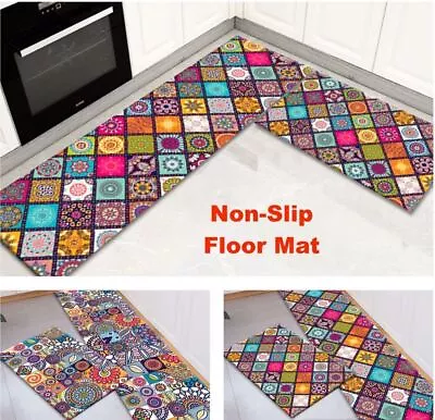 £8.45 • Buy Non Slip Hall Runner Rugs Long Hallway Rug Kitchen Carpet Floor Mat Washable