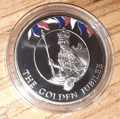 Falkland Islands 2002 50 Pence Crown Coin ~ Queen's Golden Jubilee ~ Coronation • £6.75