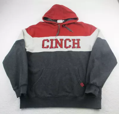 CINCH Hoodie Men's Sz Large Western Pullover Drawstring Colorblock Front Logo • $25.95