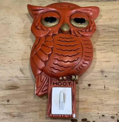 Vintage 1973 Orange Chalk Ware Owl Wall Plaque W/Hook~ApronHot PadPot Holder • $8.57