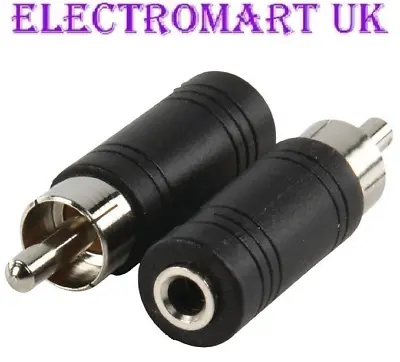 2 X Rca Phono Plug To 3.5mm Mini Mono Jack Socket Adaptor Amp Amplifier Mixer • £2.90