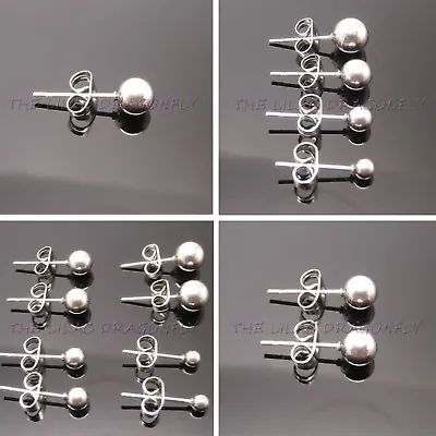 Stainless Steel 3-6mm Ball Stud Earrings Single Pair Multi Pack Unisex UK • £3.25