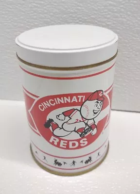 Vintage Retro White Red Cincinnati Reds Tin With Lid Used • $16