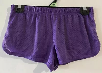 SUPRE XXS / 6 Purple Mesh Low Rise Short Shorts • $11.58