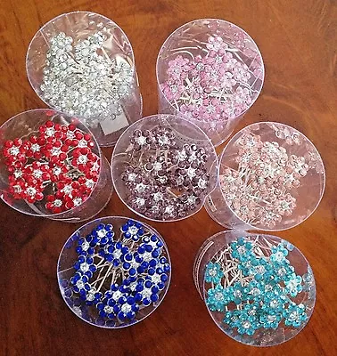 HAIR PIN.GEMS.JEWEL20pk.BRIDE.Wedding.Prom.Party.Diamante.flower SILVER/GOLD PIN • £3.99