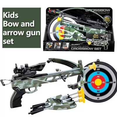 Childrens Outdoor Sport Shooting Toy Set Mini Bow And Arrow Gun Boys Gift AU • $42.99