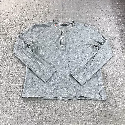 Vince Shirt Mens Medium Henley Gray Long Sleeve Preppy Casual Adult • $18.88