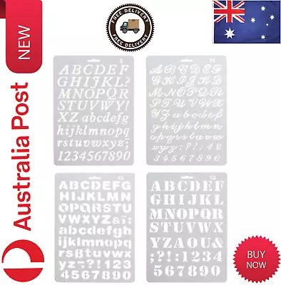 Pack Of 4 Plastic Alphabet Letter Number Drawing Painting Stencils Scale Sets AU • $99.98
