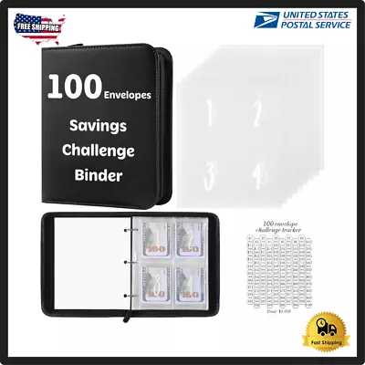 100 Envelopes Money Saving Challenge With Reusable Tracker Envelope Savings Cha • $13.59