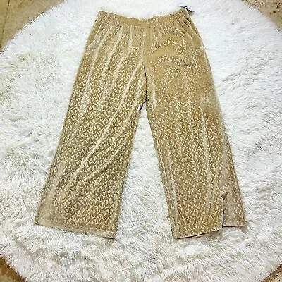 Michael Kors Women’s Allover MK Logo Print Velour Flare Leg Pants |Size XL NWT • $55