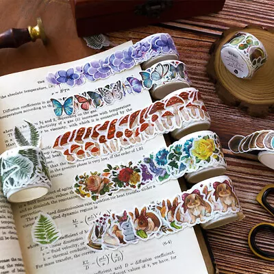 Fall Animals Flowers Washi Masking Tape Journal Card Seal Scrapbooking Stickers • £2.63