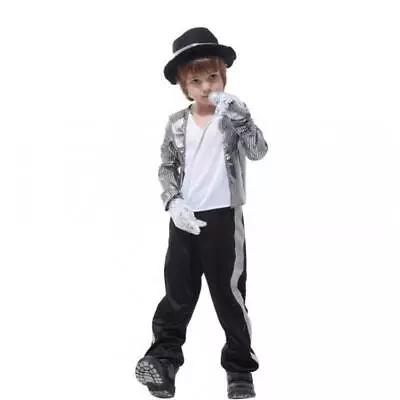 Fashion Cool Boys Kids Michael Jackson Suit Performance Fancy Dress Outfits • £12.24