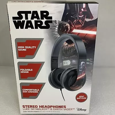Disney Star Wars Luke Skywalker & Darth Vader Foldable Stereo Headphones! NEW • $12.99