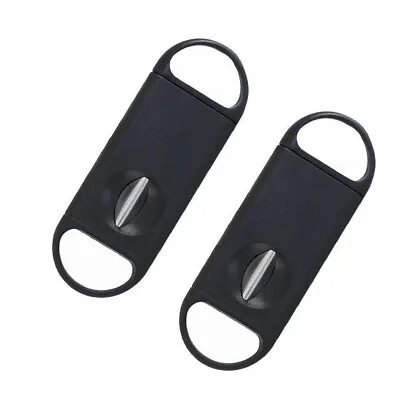 2 Pack V Cut Cigar Cutter Premium Quality Stainless Steel Guillotine Black NEW • $8.50