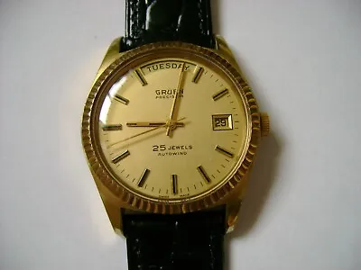 Vintage Automatic Gruen President  25 Jewels   Run And Keep Timeserviced. • $161.90