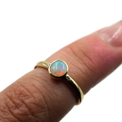 14Kt Gold Opal & Diamond Ring   Size: 5   Vintage Opal Ring   14k Gold Ring • $385