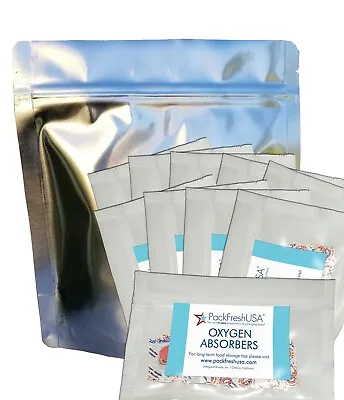 $43.99 • Buy (100 Pack) 7 Mil Quart Seal-Top Stand Up Mylar Bags + 200cc Oxygen Absorbers