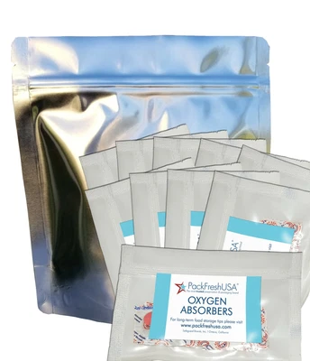 $43.99 • Buy (100 Pack) 7 Mil Quart Seal-Top Stand Up Mylar Bags + 200cc Oxygen Absorbers