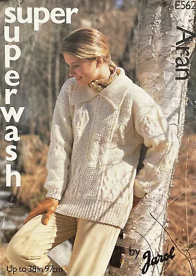 Jarol Ladies Collared Sampler Sweater Aran KNITTING PATTERN E562- Up To 38” • £3.40