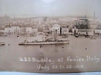 Vintage USS Blakeley (DD 150) Destroyer At Venice Italy 1919 Photograph Postcard • $14.44