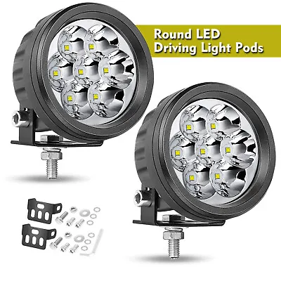 $42.99 • Buy Pair 3.5  Round LED Driving Spot Lights Headlights Fog Work Pods Truck ATV 4WD
