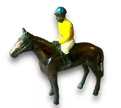 Vintage Japan Racing Horse Metal Bronze Figurine Race Horse Jockey • $40