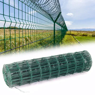£20.95 • Buy PVC Coated Steel Mesh Fencing Wire Galvanised Square Metal Fence Chicken Garden