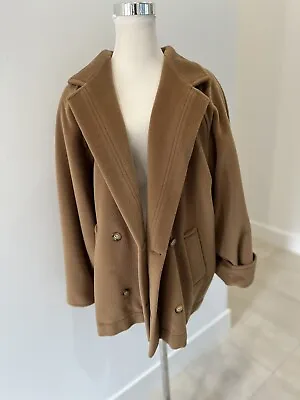 Max Mara Double-breasted Wool Cashmere Camel Coat Women’s Unconstructed Size 8 • $199