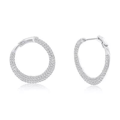 Sterling Silver 19MM Micro Pave CZ Hoop Earrings • $46